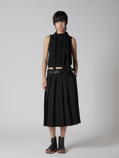 COTTON GAUZE FRAISE DRAPE TIE SLEEVELESS TEE