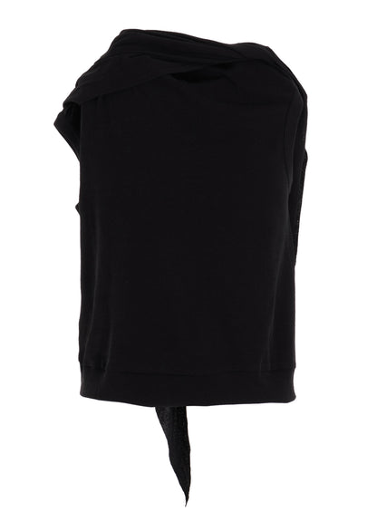 COTTON GAUZE FRAISE DRAPE TIE SLEEVELESS TEE