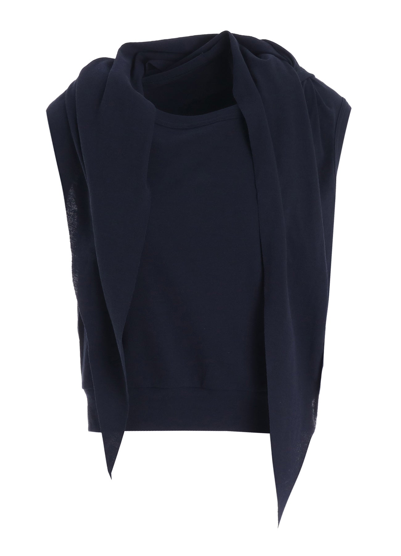 COTTON GAUZE FRAISE DRAPE TIE SLEEVELESS TEE