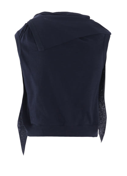 COTTON GAUZE FRAISE DRAPE TIE SLEEVELESS TEE