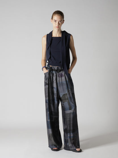 COTTON GAUZE FRAISE DRAPE TIE SLEEVELESS TEE