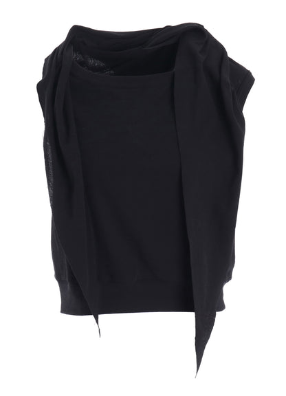 COTTON GAUZE FRAISE DRAPE TIE SLEEVELESS TEE