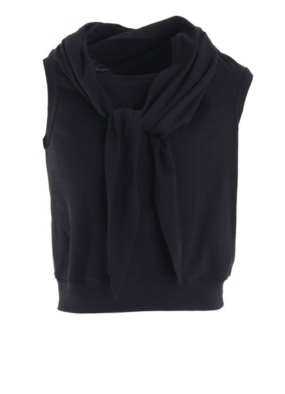 COTTON GAUZE FRAISE DRAPE TIE SLEEVELESS TEE