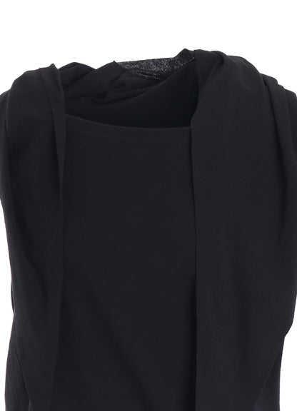 COTTON GAUZE FRAISE DRAPE TIE SLEEVELESS TEE