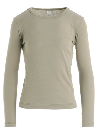 COTTON GAUZE FRAISE ROUND NECK LONG SLEEVE TEE