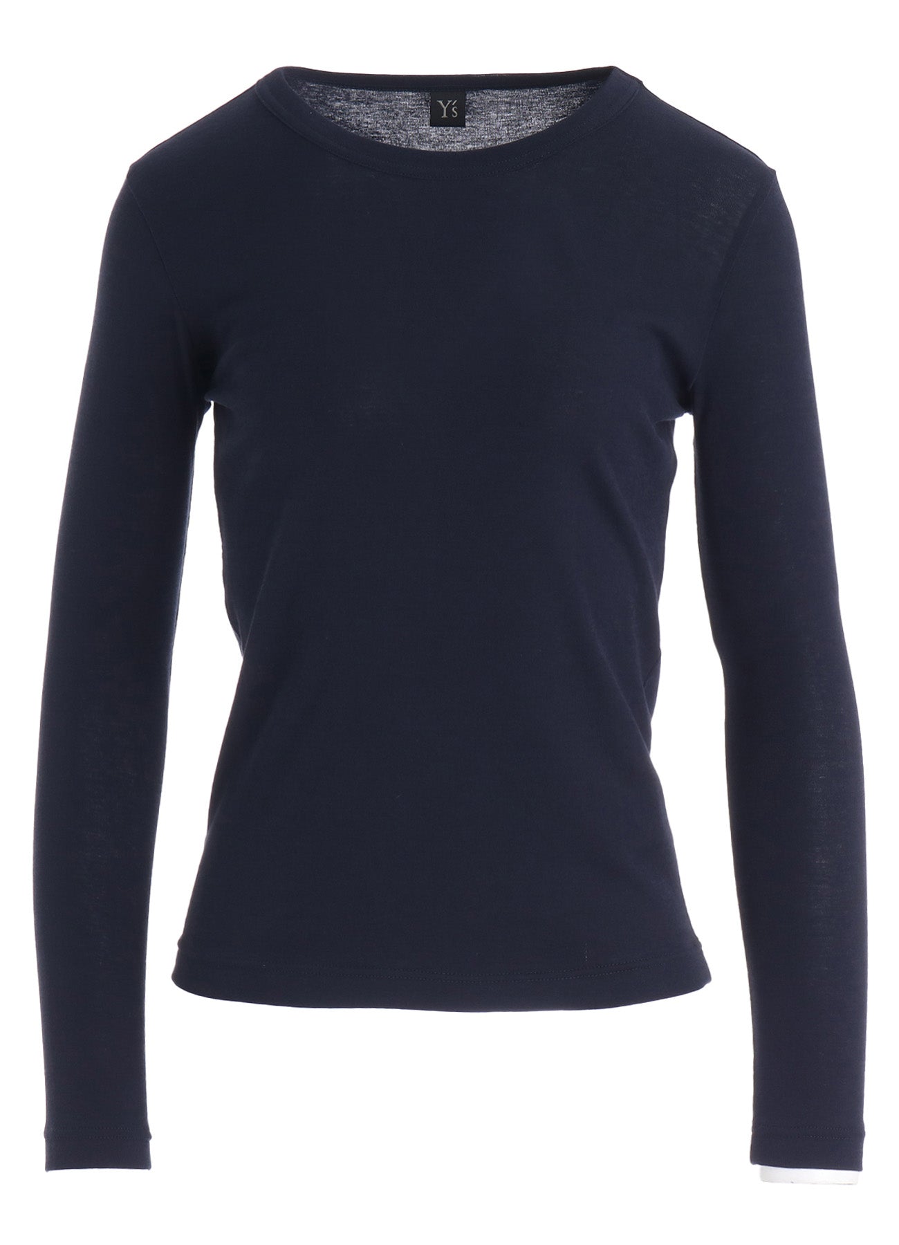 COTTON GAUZE FRAISE ROUND NECK LONG SLEEVE TEE