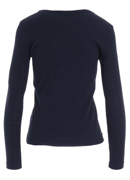 COTTON GAUZE FRAISE ROUND NECK LONG SLEEVE TEE