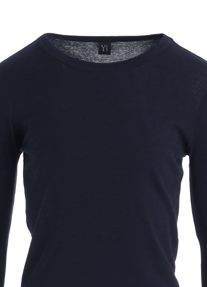 COTTON GAUZE FRAISE ROUND NECK LONG SLEEVE TEE