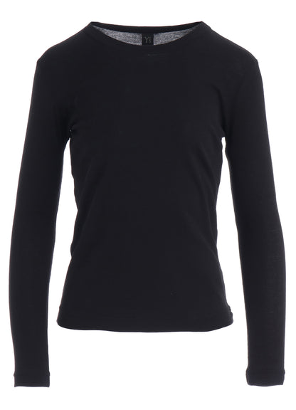 COTTON GAUZE FRAISE ROUND NECK LONG SLEEVE TEE