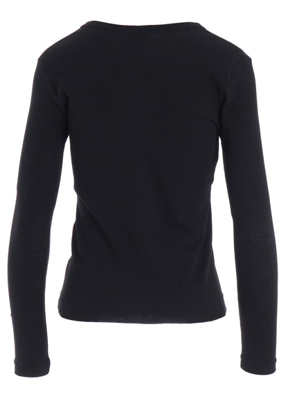 COTTON GAUZE FRAISE ROUND NECK LONG SLEEVE TEE