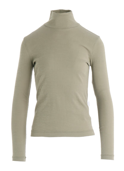 COTTON GAUZE FRAISE HIGHNECK LONG SLEEVE TEE