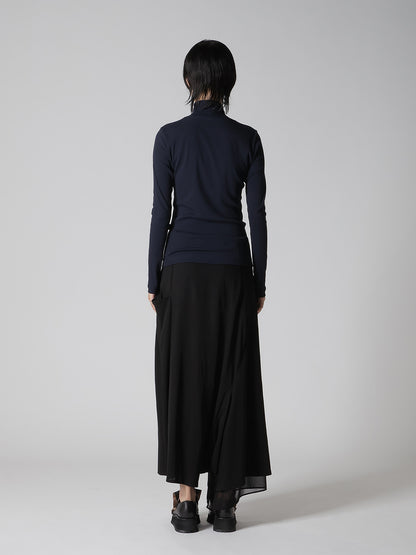 COTTON GAUZE FRAISE HIGHNECK LONG SLEEVE TEE