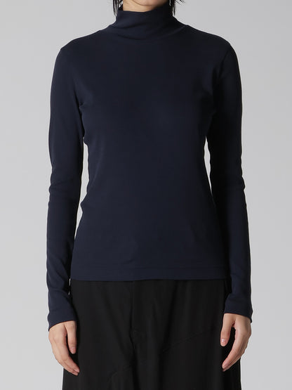 COTTON GAUZE FRAISE HIGHNECK LONG SLEEVE TEE