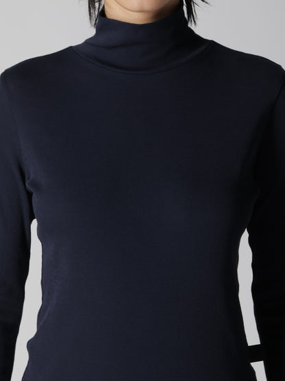 COTTON GAUZE FRAISE HIGHNECK LONG SLEEVE TEE