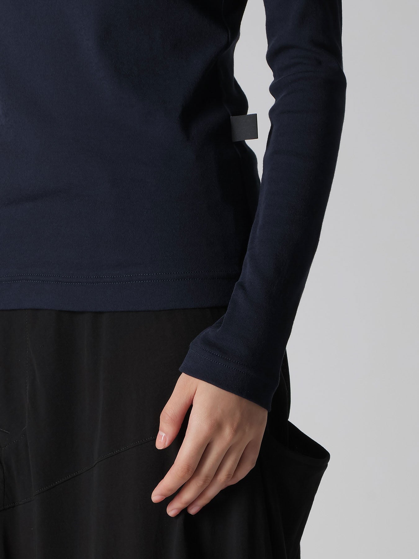 COTTON GAUZE FRAISE HIGHNECK LONG SLEEVE TEE