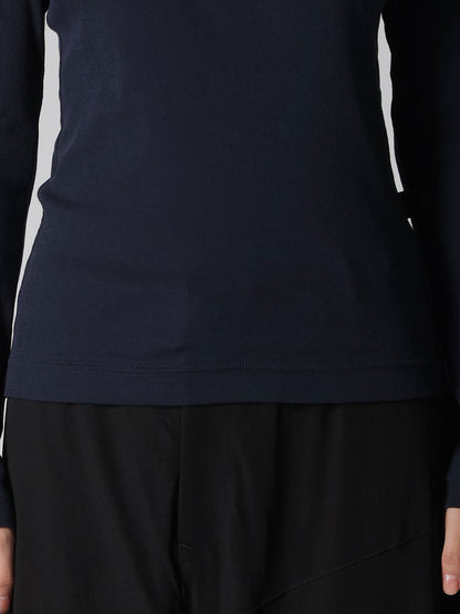 COTTON GAUZE FRAISE HIGHNECK LONG SLEEVE TEE