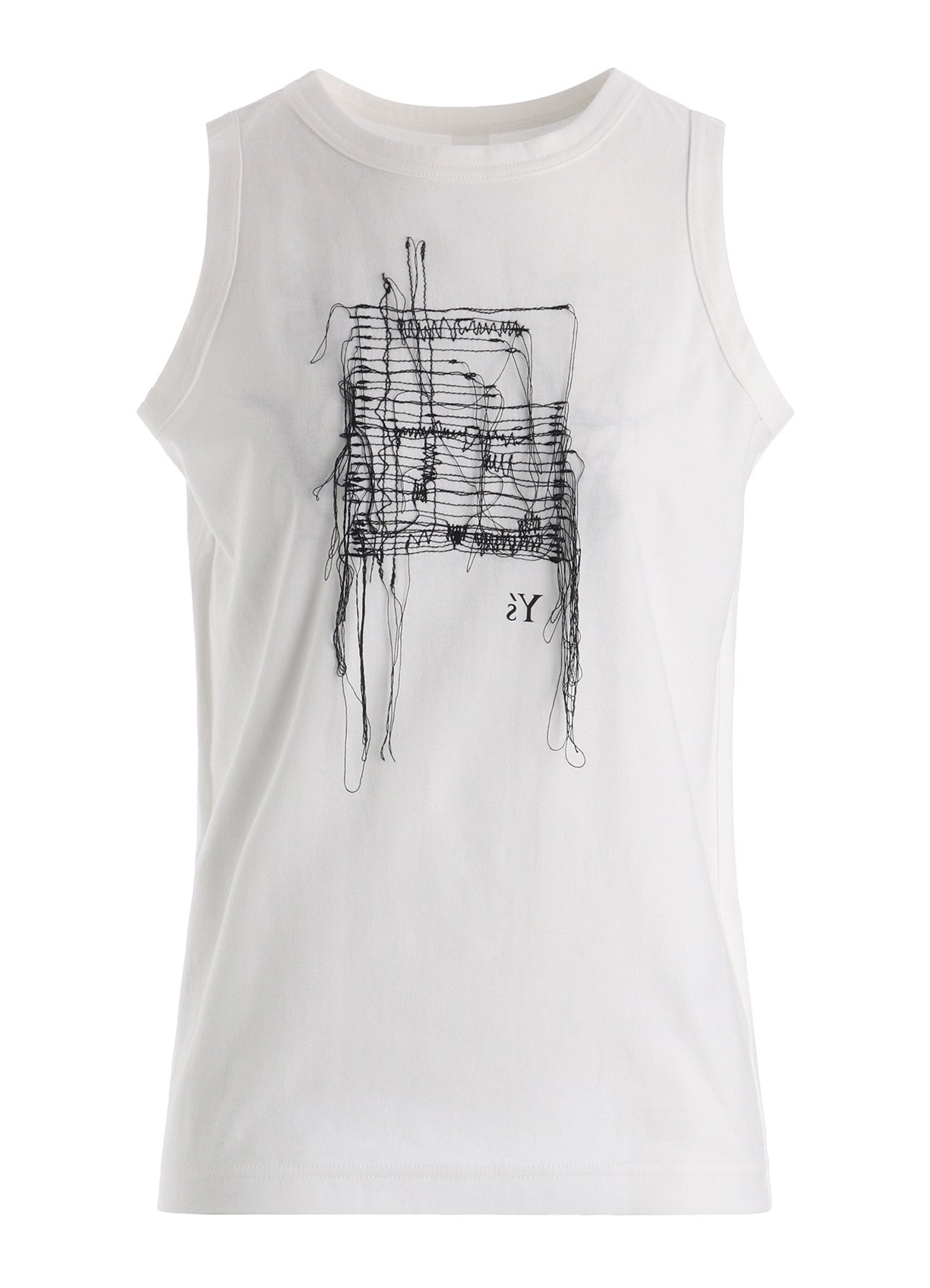 RANDOM STITCH EMBROIDERY SLEEVELESS TEE