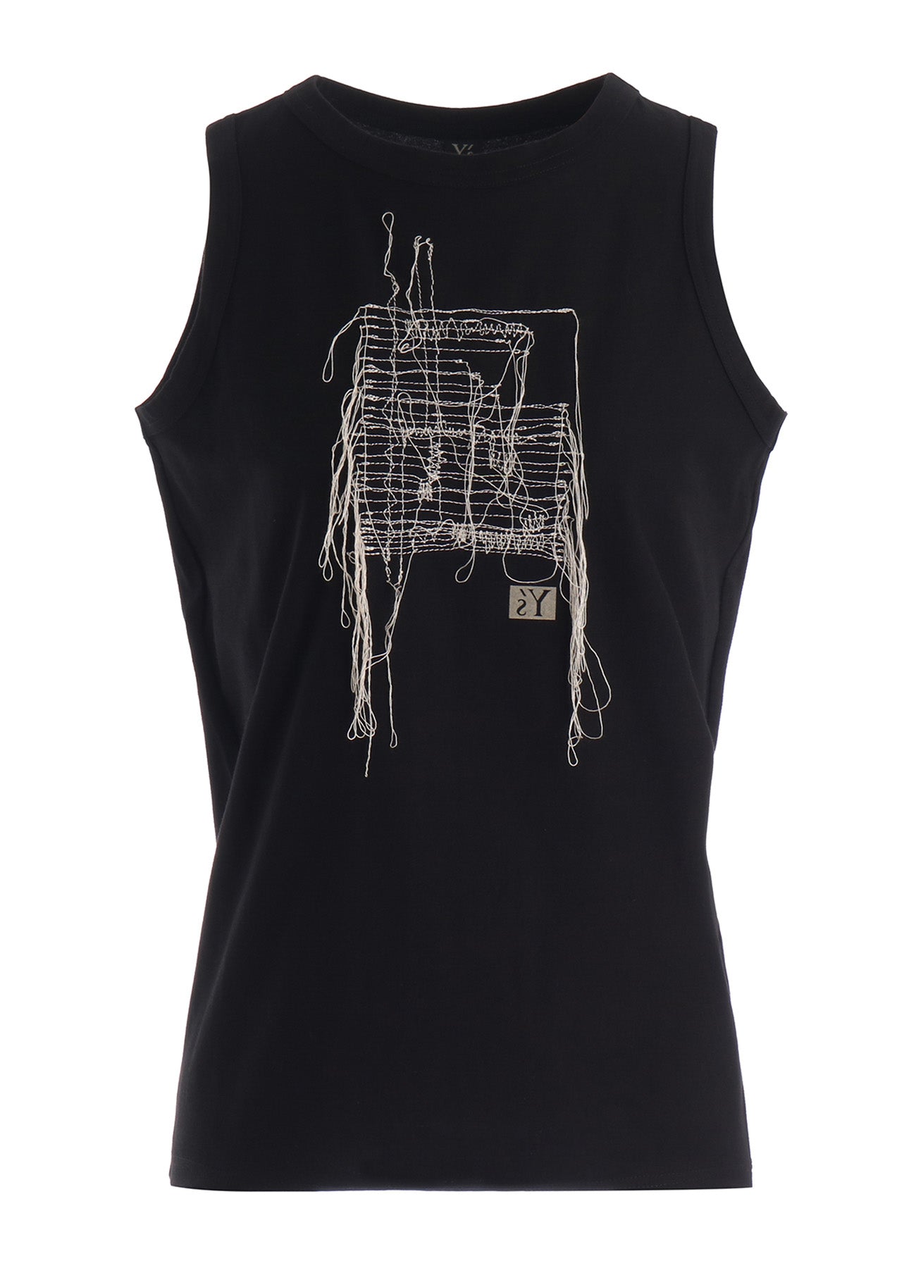 RANDOM STITCH EMBROIDERY SLEEVELESS TEE