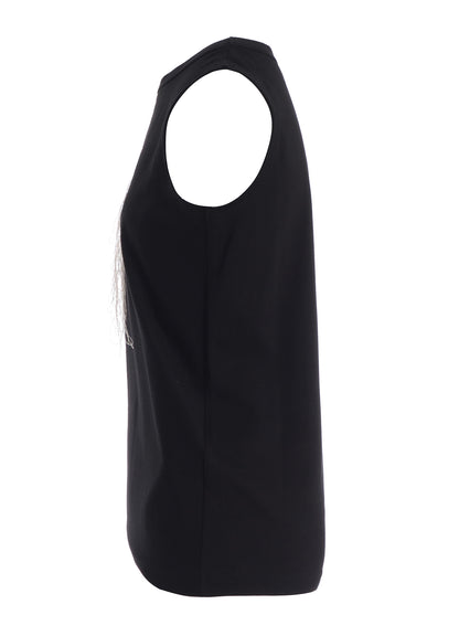 RANDOM STITCH EMBROIDERY SLEEVELESS TEE