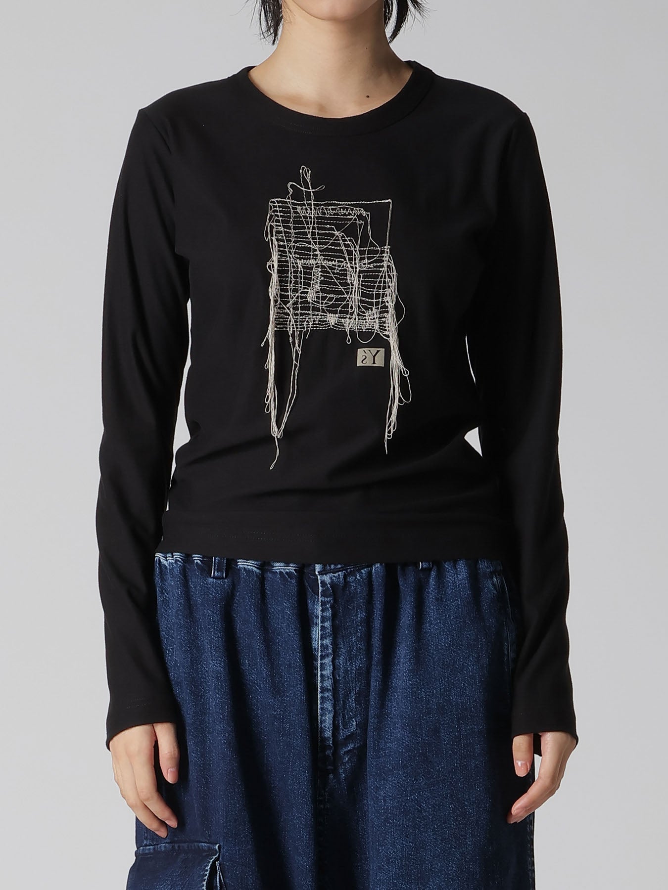 RANDOM STITCH EMBROIDERY LONG SLEEVE TEE – THE SHOP YOHJI YAMAMOTO