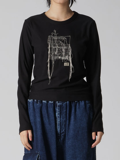 RANDOM STITCH EMBROIDERY LONG SLEEVE TEE