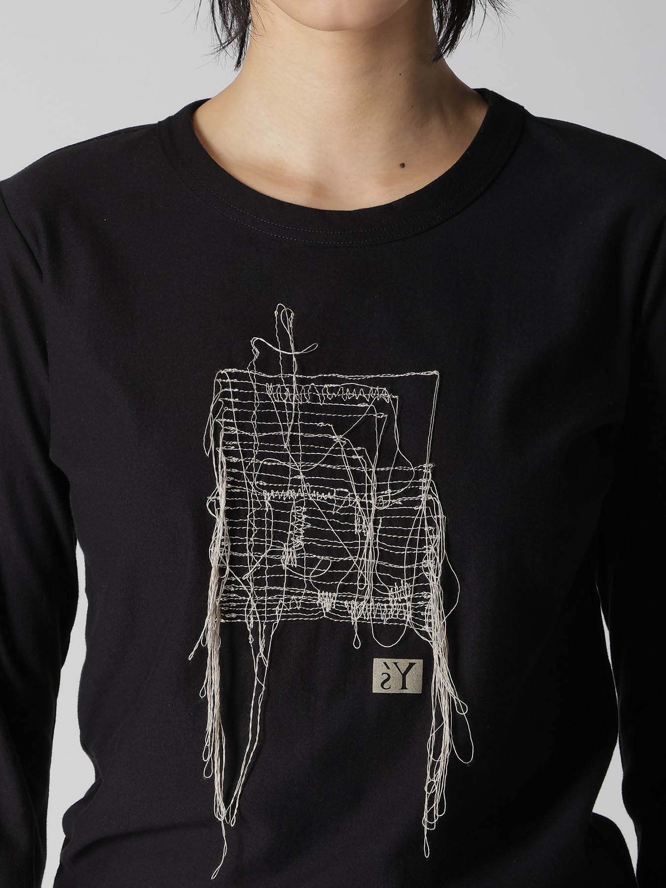RANDOM STITCH EMBROIDERY LONG SLEEVE TEE – THE SHOP YOHJI YAMAMOTO