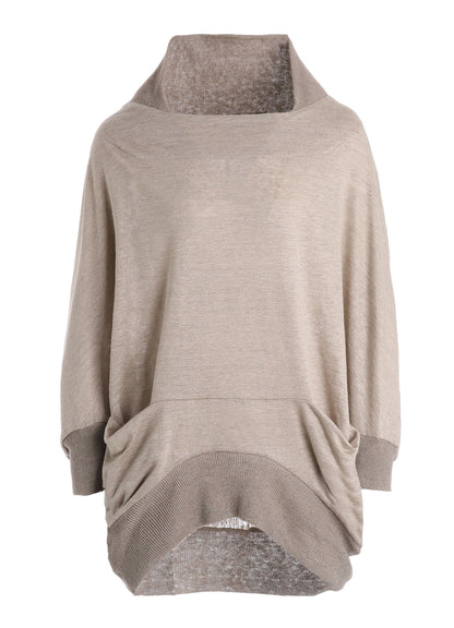 LINEN JERSEY LOOSE FIT POCKET PULLOVER