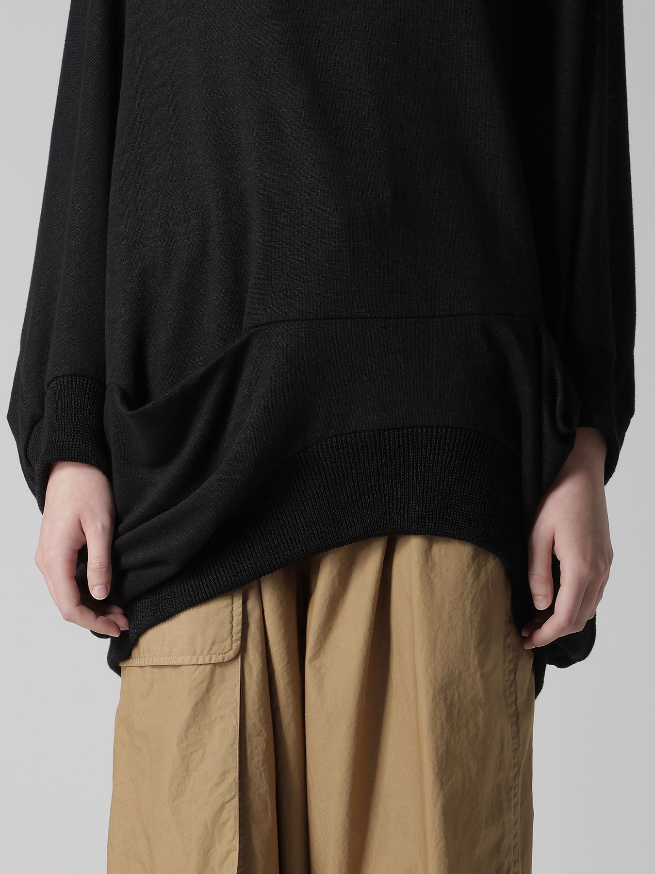LINEN JERSEY LOOSE FIT POCKET PULLOVER