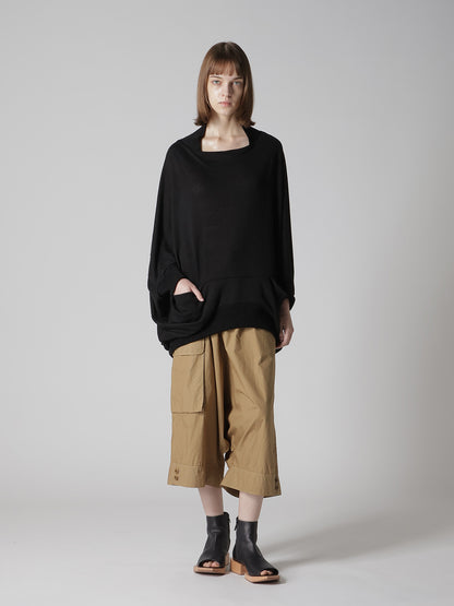 LINEN JERSEY LOOSE FIT POCKET PULLOVER