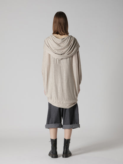LINEN JERSEY LOOSE FIT POCKET CARDIGAN
