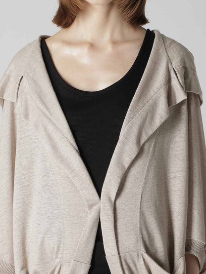 LINEN JERSEY LOOSE FIT POCKET CARDIGAN