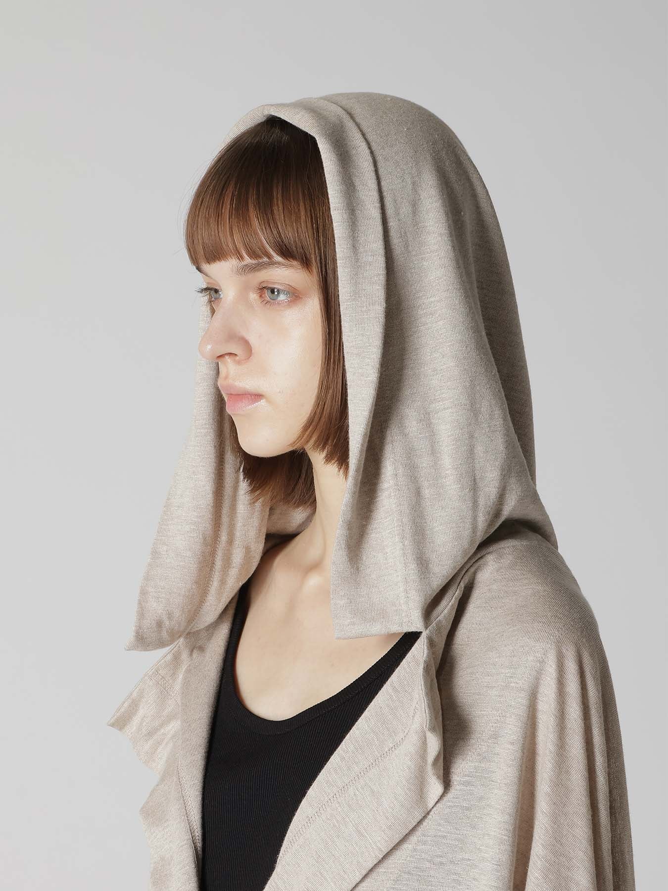 LINEN JERSEY LOOSE FIT POCKET CARDIGAN