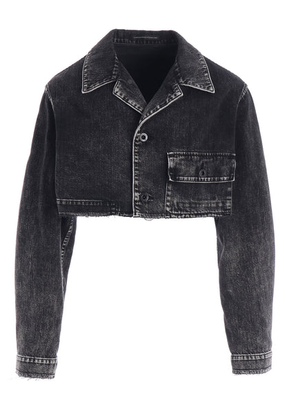 8OZ DENIM CHEMICAL WASH SHORT BLOUSON