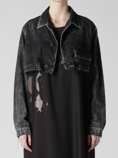 8OZ DENIM CHEMICAL WASH SHORT BLOUSON