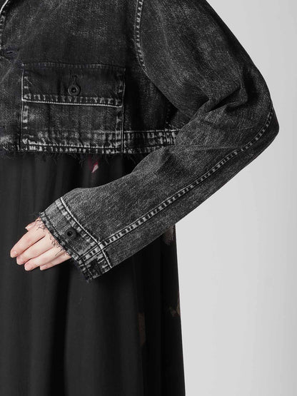 8OZ DENIM CHEMICAL WASH SHORT BLOUSON