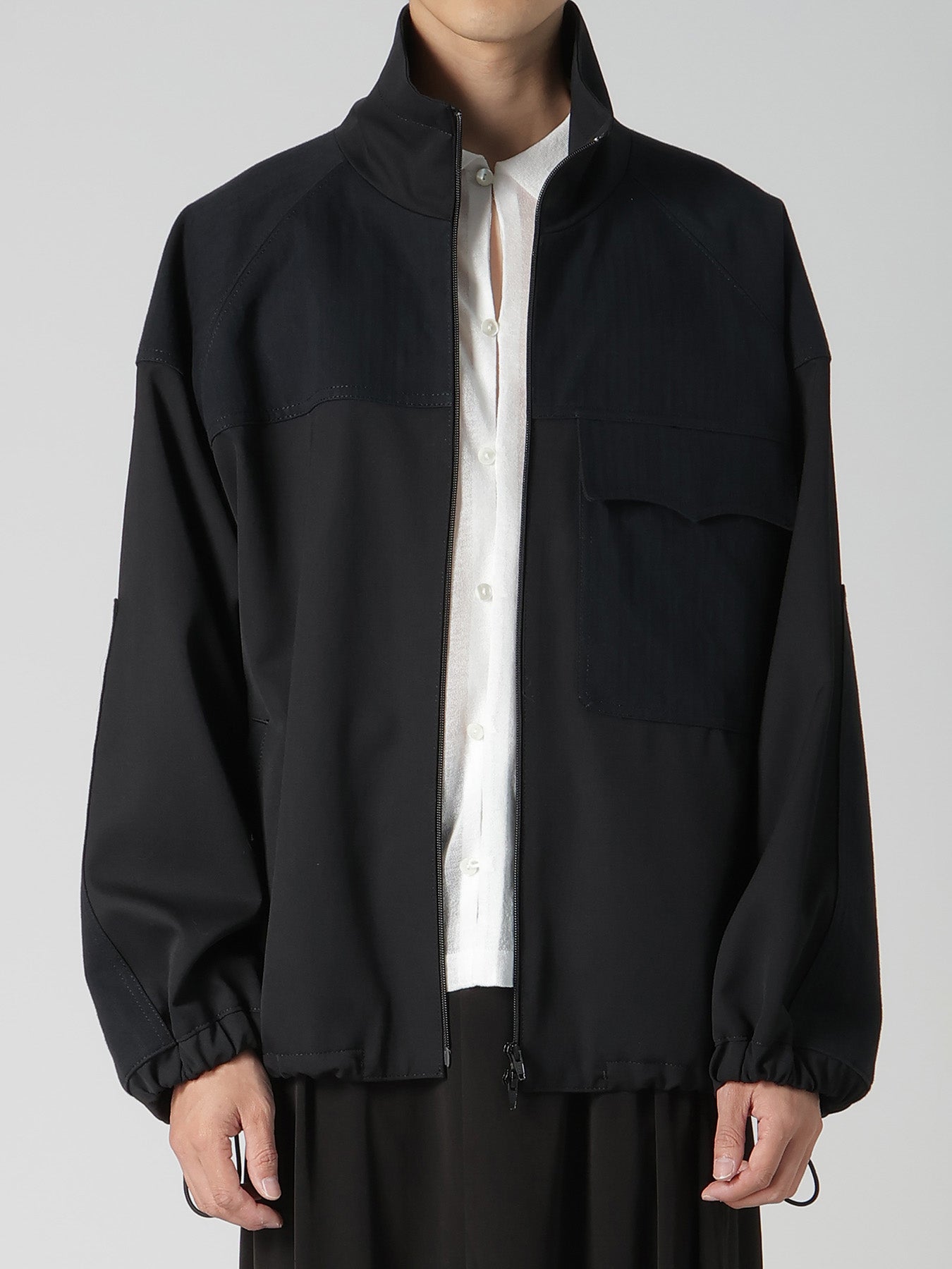 WOOL GABARDINE STAND COLLAR BLOUSON – THE SHOP YOHJI YAMAMOTO