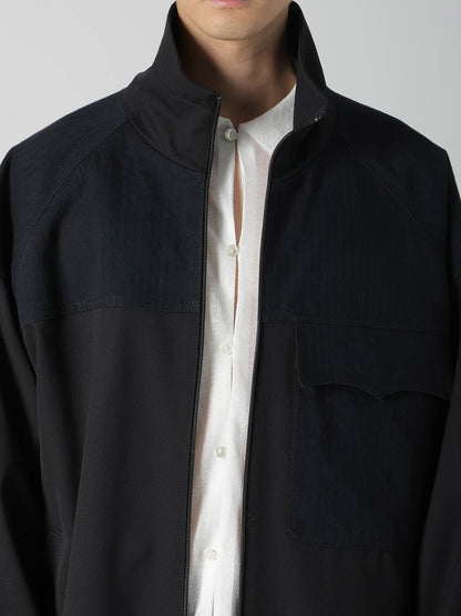 WOOL GABARDINE STAND COLLAR BLOUSON
