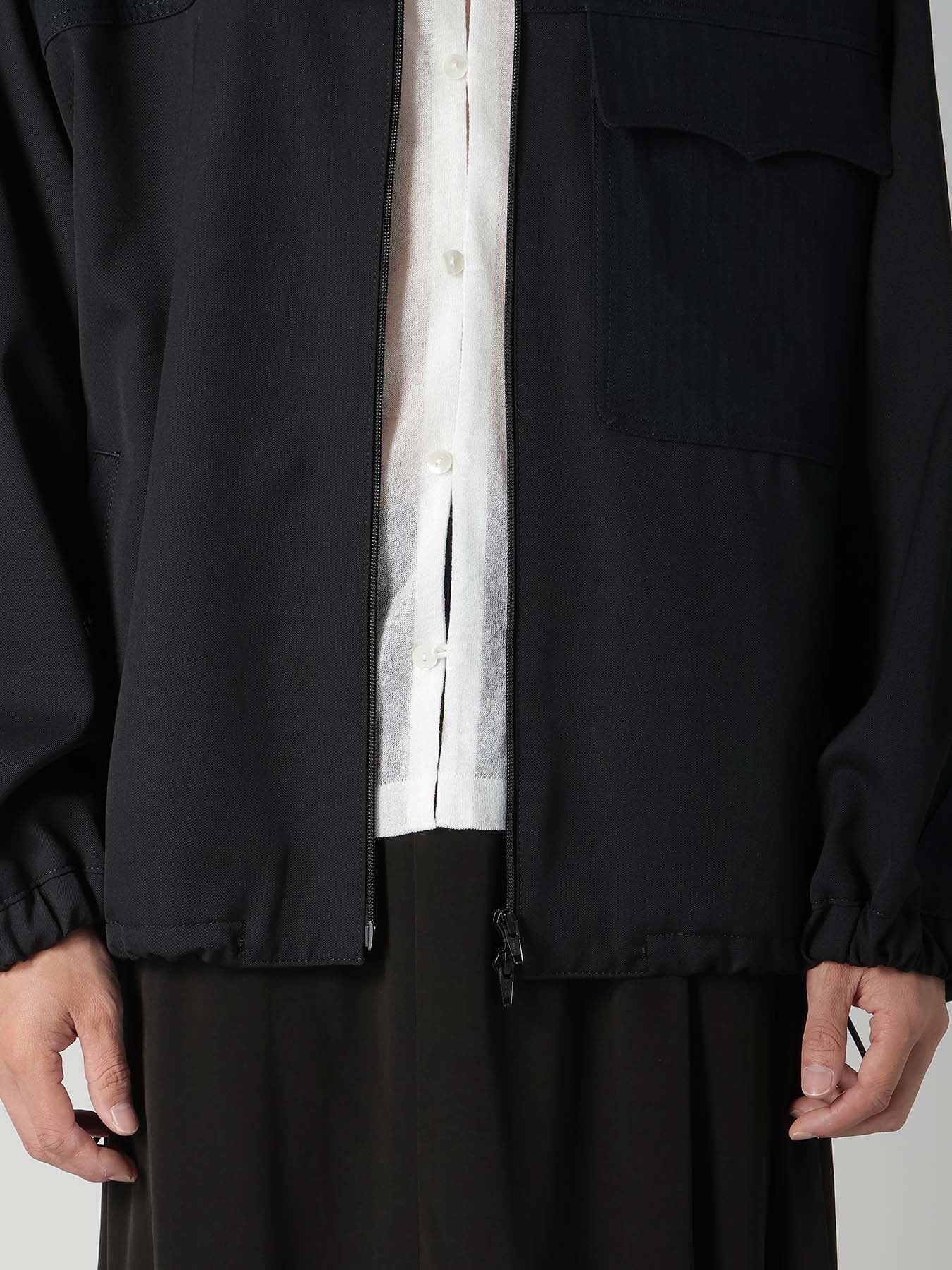 WOOL GABARDINE STAND COLLAR BLOUSON