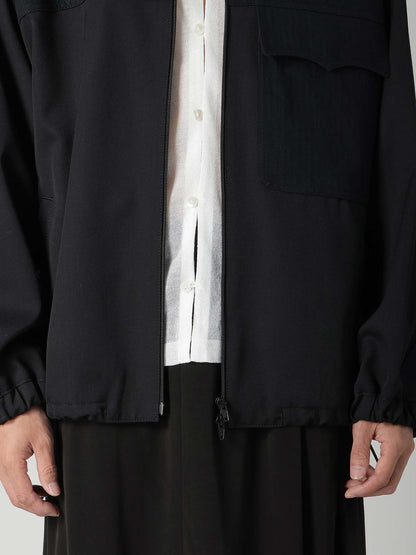 WOOL GABARDINE STAND COLLAR BLOUSON