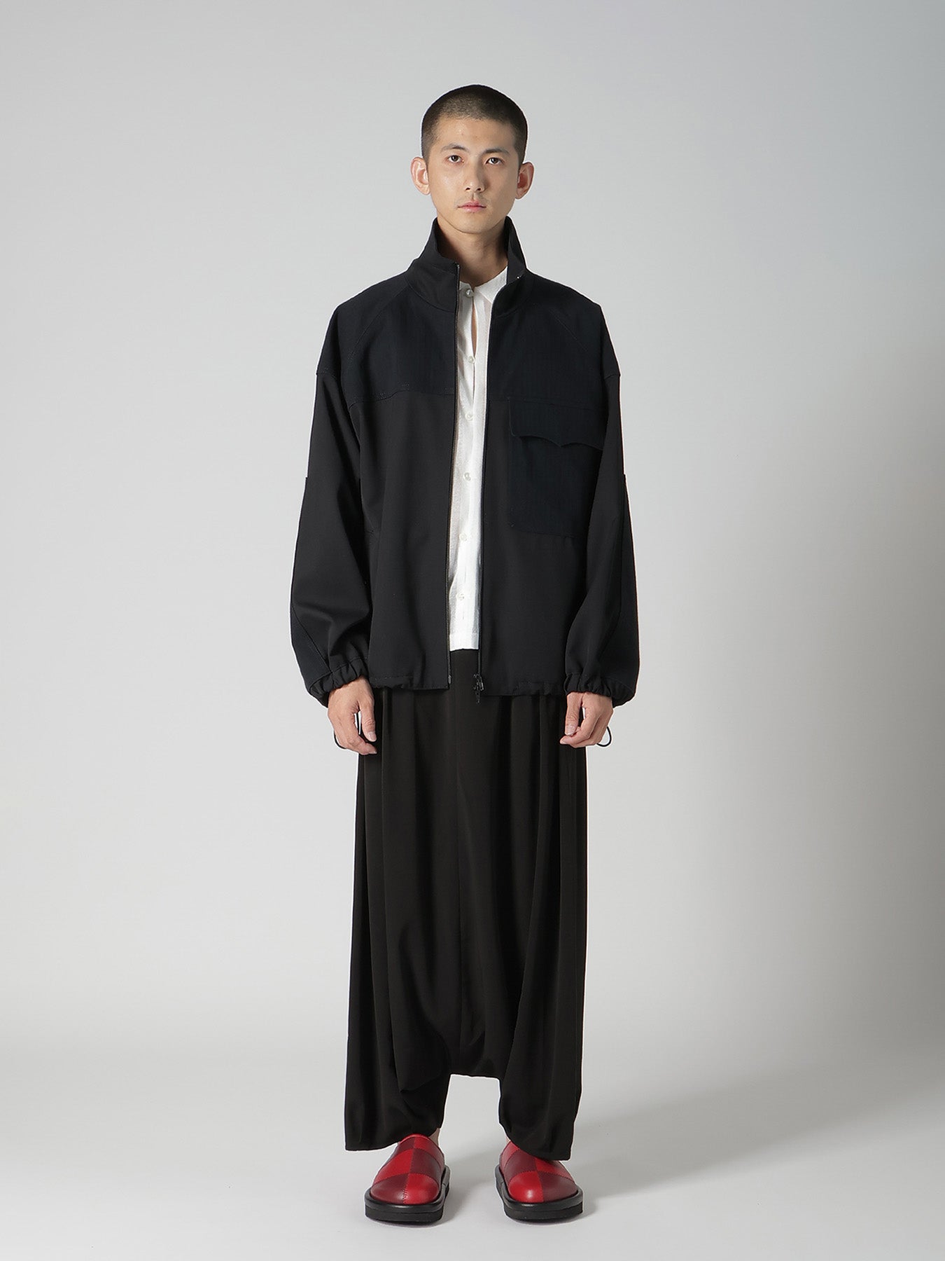 WOOL GABARDINE STAND COLLAR BLOUSON – THE SHOP YOHJI YAMAMOTO