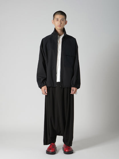 WOOL GABARDINE STAND COLLAR BLOUSON