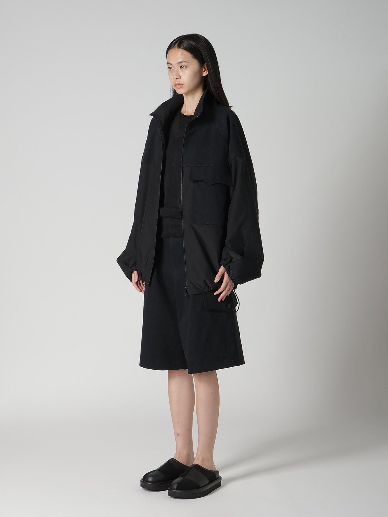 STRETCH TAFTA STAND COLLAR BLOUSON