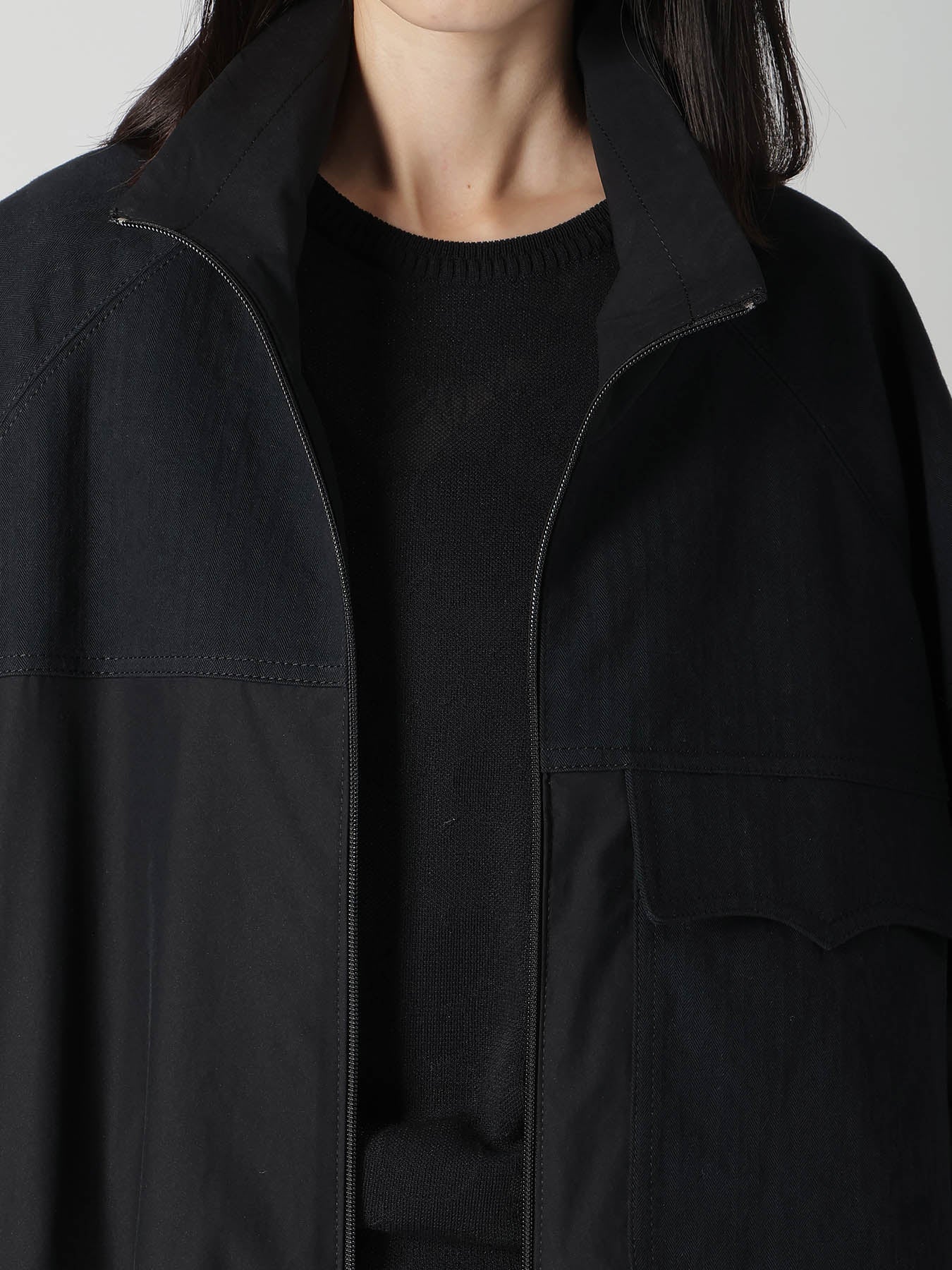 STRETCH TAFTA STAND COLLAR BLOUSON