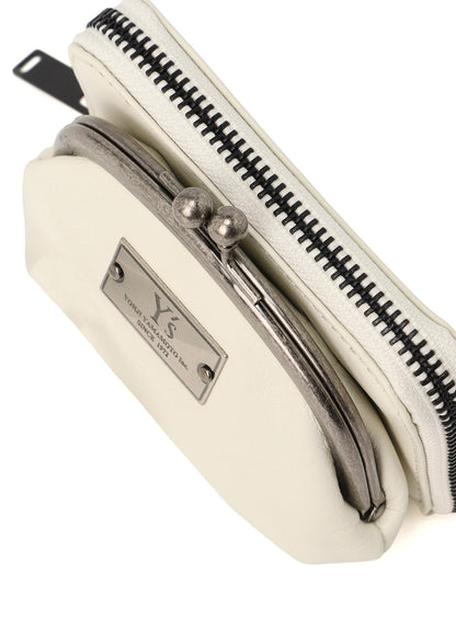 SEMI-GLOSSY LEATHER WALLET W/ METAL CLASP