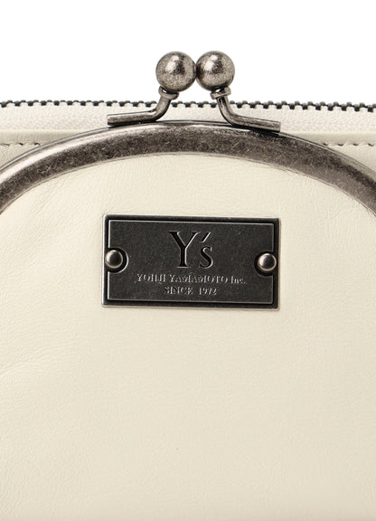 SEMI-GLOSSY LEATHER WALLET W/ METAL CLASP