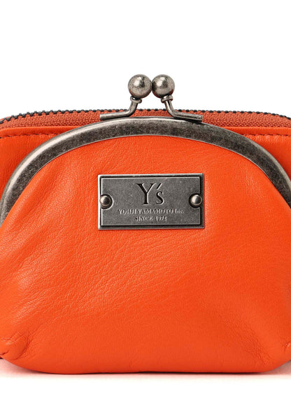 SEMI-GLOSSY LEATHER WALLET W/ METAL CLASP