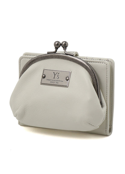 SEMI-GLOSSY LEATHER CARD CASE W/ METAL CLASP