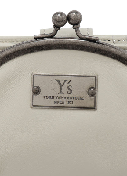 SEMI-GLOSSY LEATHER CARD CASE W/ METAL CLASP