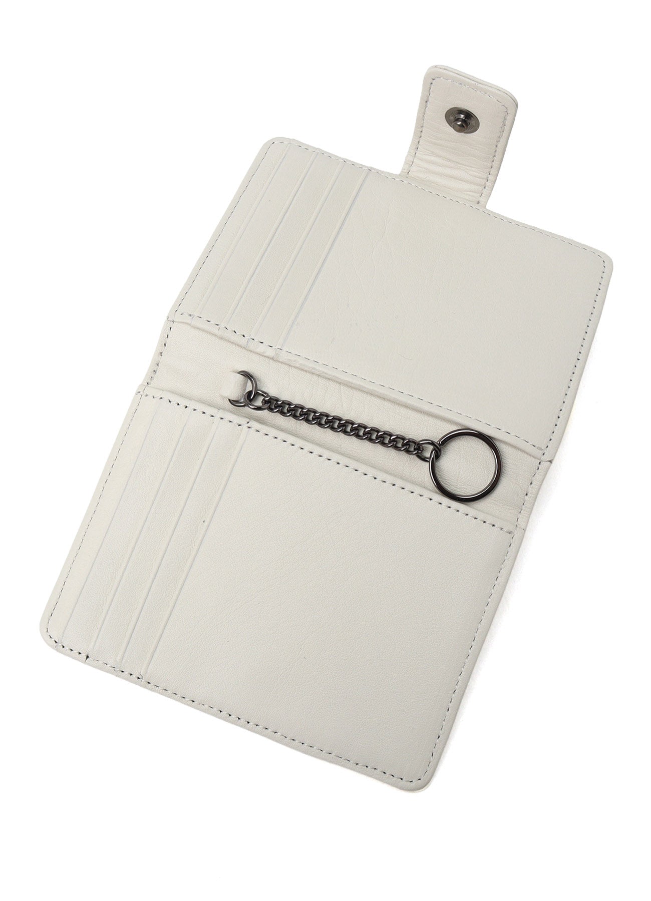 SEMI-GLOSSY LEATHER CARD CASE W/ METAL CLASP