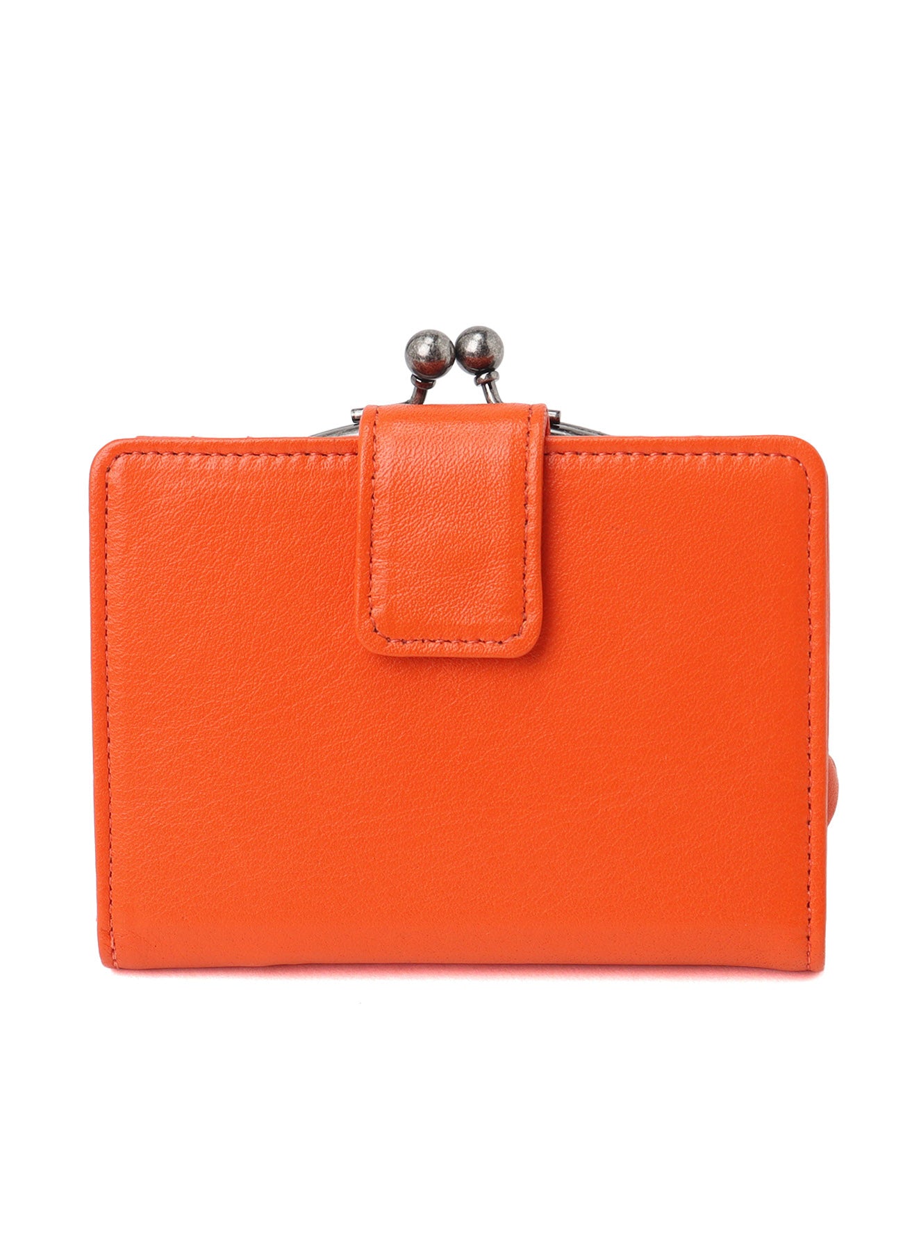 SEMI-GLOSSY LEATHER CARD CASE W/ METAL CLASP